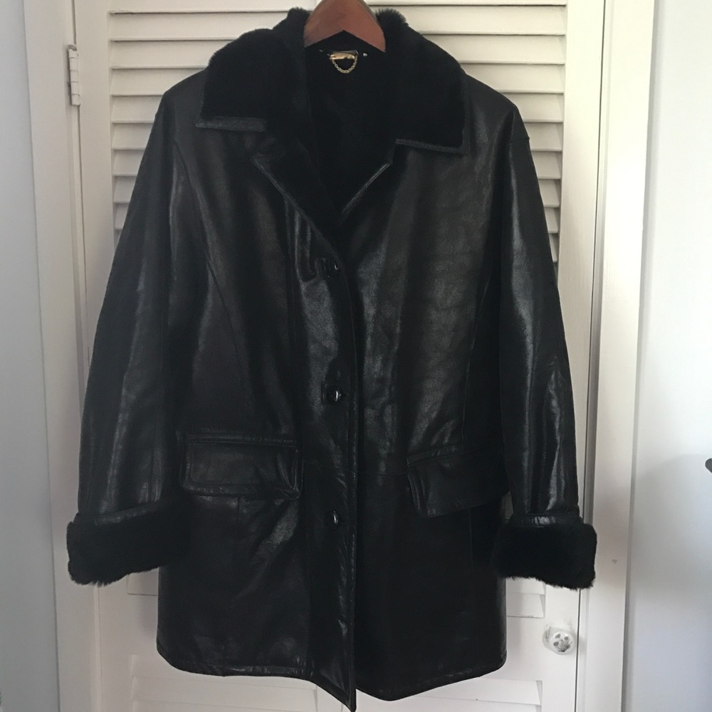 Mens 3/4 length designer leather coat